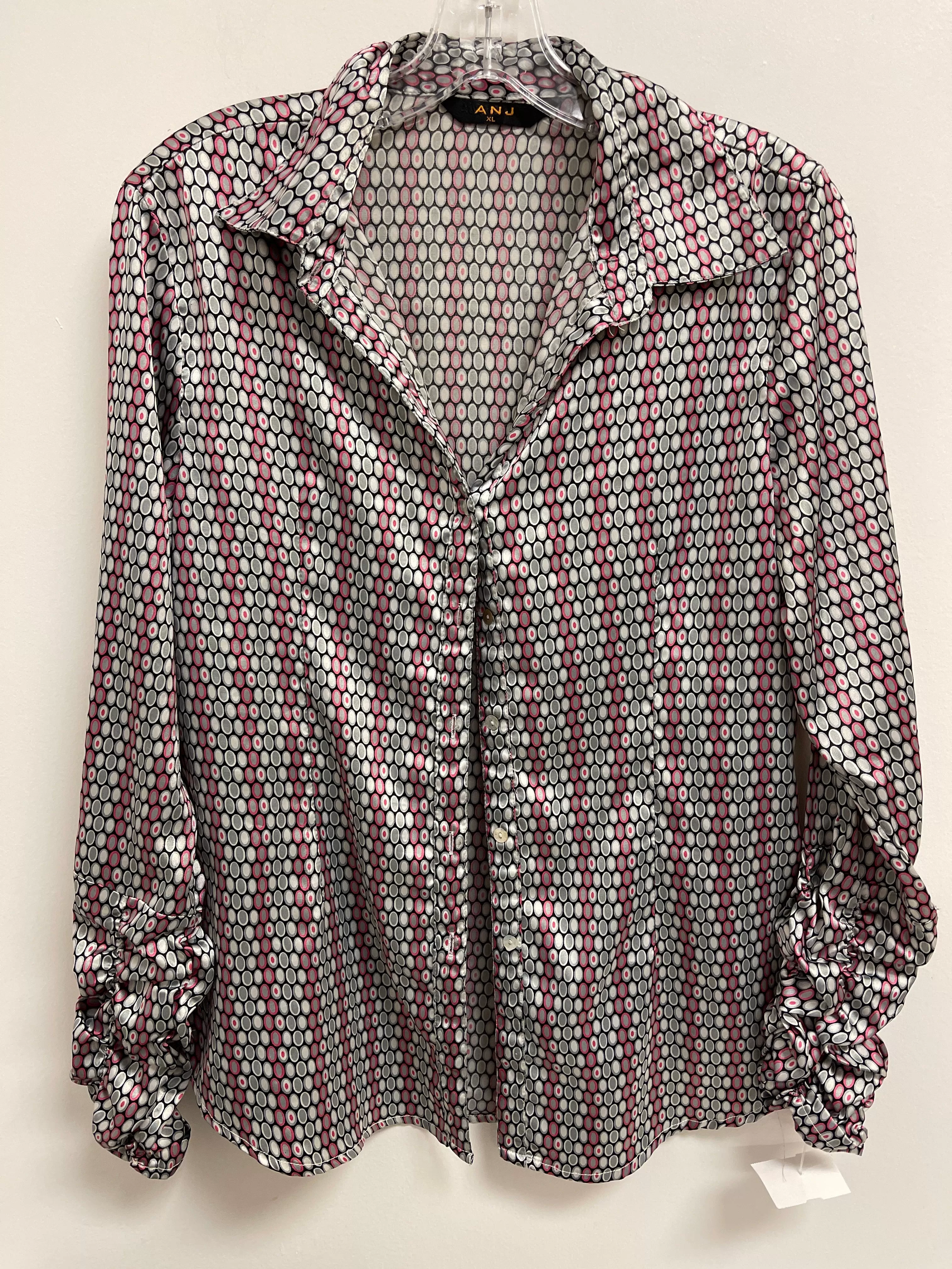 Black & Pink Blouse Long Sleeve Clothes Mentor, Size Xl