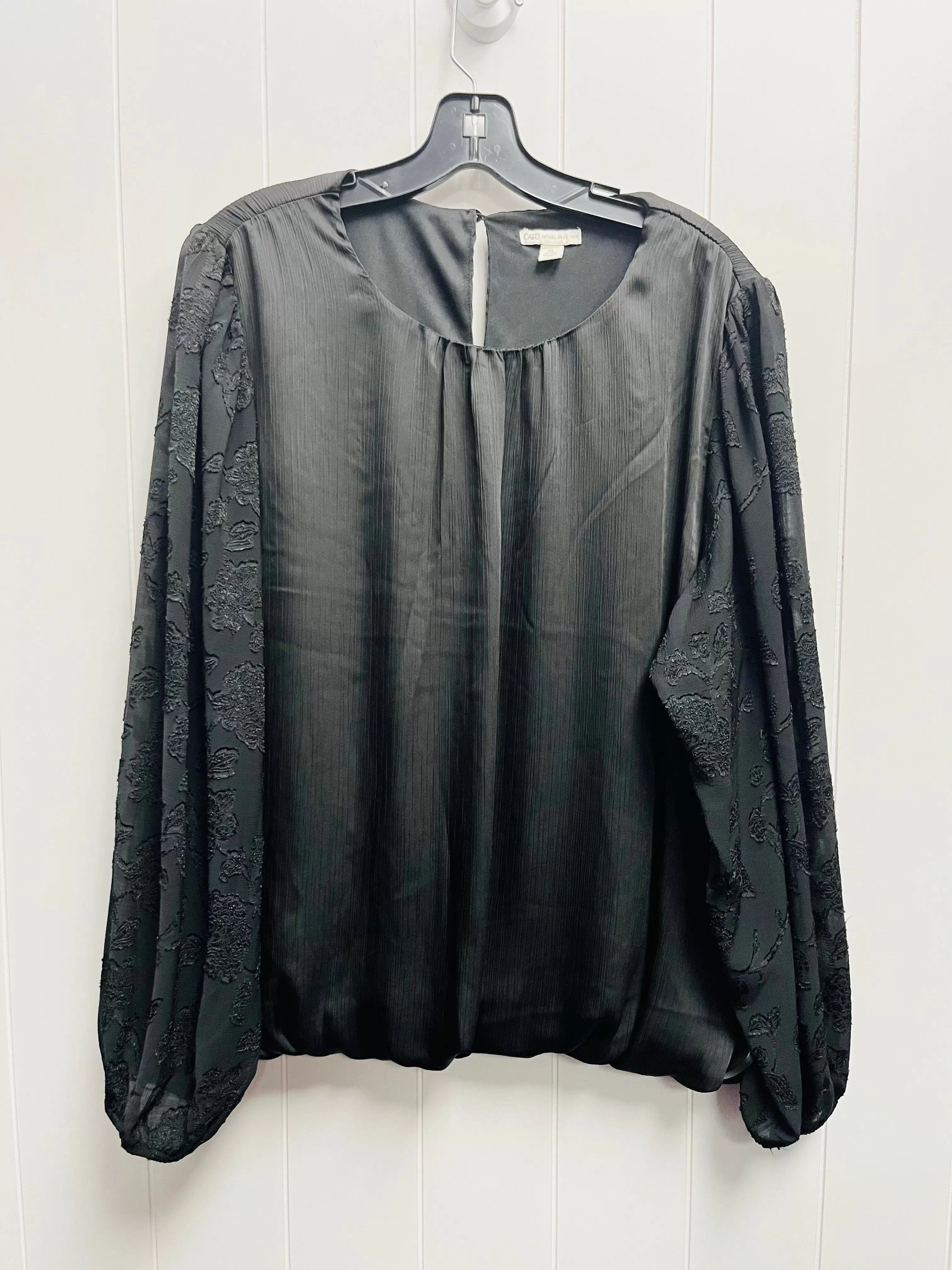 Black Blouse Long Sleeve Cato, Size Xl