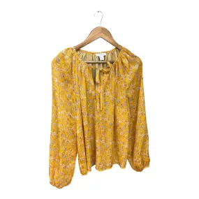 Blouse Long Sleeve By Carolina Belle In Yellow, Size: M