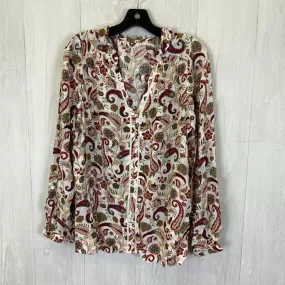 Blouse Long Sleeve By Loft In Cream & Pink, Size: L