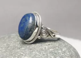 Boho Lapis Lazuli 925 Sterling Silver Ring,Handmade Jewelry,Gift for her, Christmas Gift