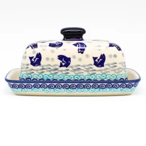 Butter Dish in Blue Fish