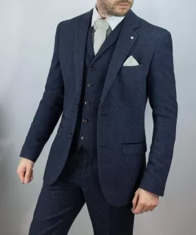 Cavani Martez Tweed Navy Men's Slim Fit Jacket