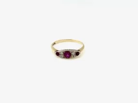 Deco Ruby, Diamond Antique Ring (14K gold, size 6.5)