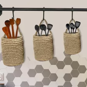 Eco-Friendly Jute Wall Hanging Storage Baskets