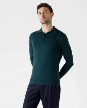 L/S MERINO POLO SHIRT / PEACOCK