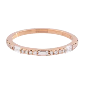 Rose Gold Round & Baguette Diamond Band