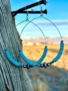 The El Charro Silver & Turquoise Hoop Earring