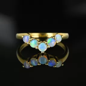 Vintage 5 Stone Opal Chevron Wishbone Ring in Gold